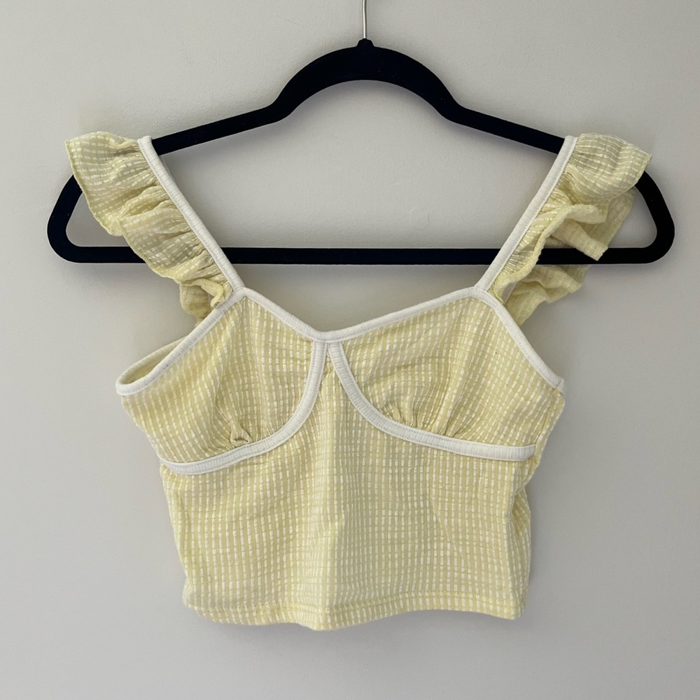 Caution to the Wind Yellow Tank Top w Ruffle Straps